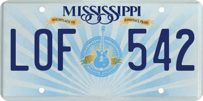MS license plate LOF542