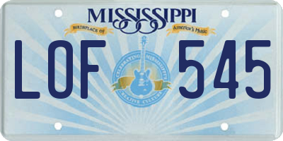 MS license plate LOF545