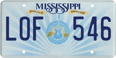 MS license plate LOF546