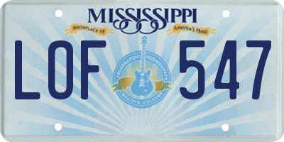 MS license plate LOF547