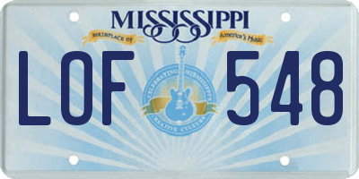 MS license plate LOF548