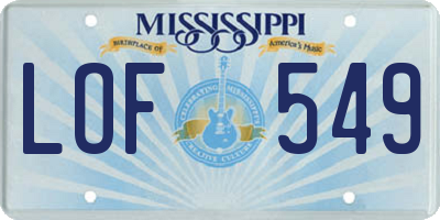MS license plate LOF549