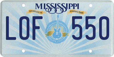 MS license plate LOF550