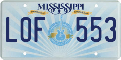 MS license plate LOF553