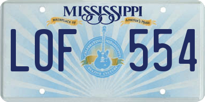 MS license plate LOF554