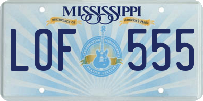 MS license plate LOF555