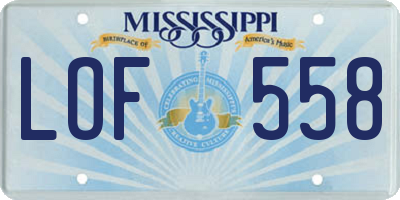 MS license plate LOF558