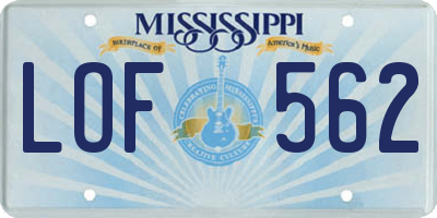 MS license plate LOF562