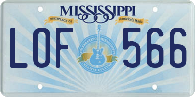MS license plate LOF566