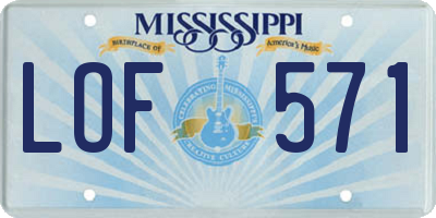 MS license plate LOF571