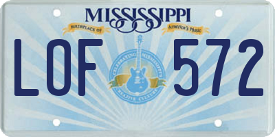 MS license plate LOF572