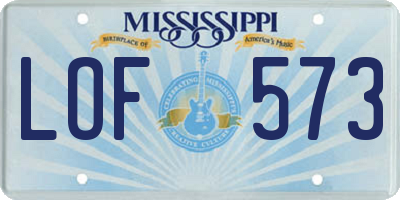 MS license plate LOF573