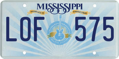 MS license plate LOF575