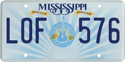 MS license plate LOF576
