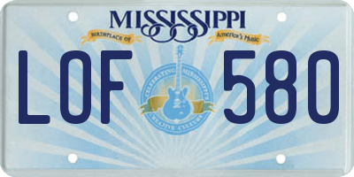 MS license plate LOF580