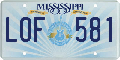 MS license plate LOF581