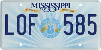 MS license plate LOF585