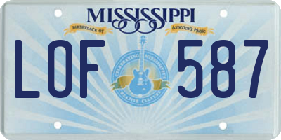 MS license plate LOF587