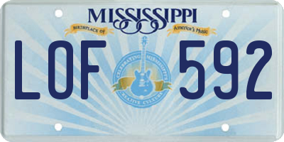 MS license plate LOF592