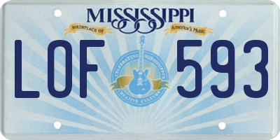 MS license plate LOF593