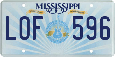 MS license plate LOF596