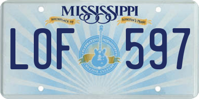 MS license plate LOF597