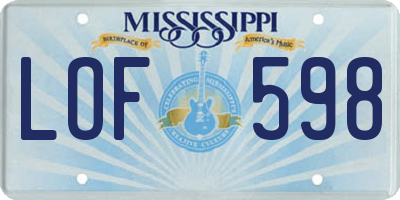 MS license plate LOF598