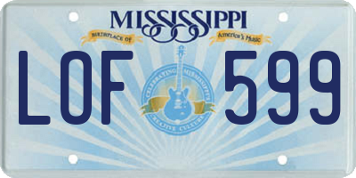 MS license plate LOF599