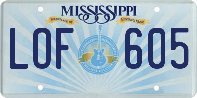 MS license plate LOF605
