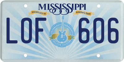 MS license plate LOF606
