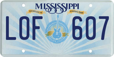 MS license plate LOF607