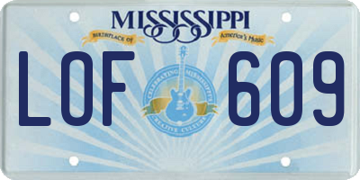 MS license plate LOF609