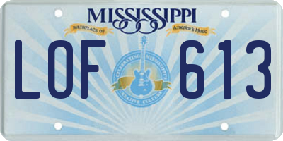 MS license plate LOF613