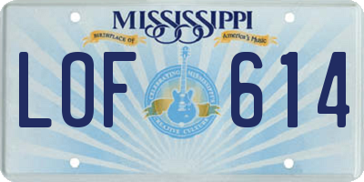 MS license plate LOF614