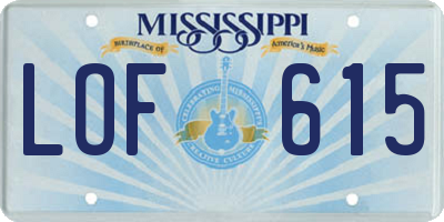 MS license plate LOF615