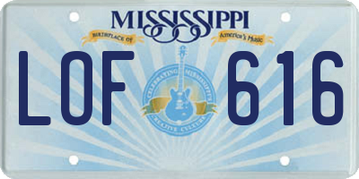MS license plate LOF616