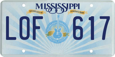 MS license plate LOF617