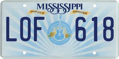 MS license plate LOF618