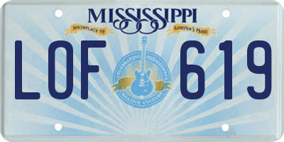 MS license plate LOF619