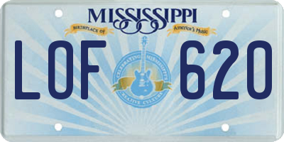 MS license plate LOF620