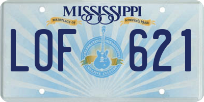 MS license plate LOF621