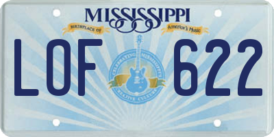 MS license plate LOF622