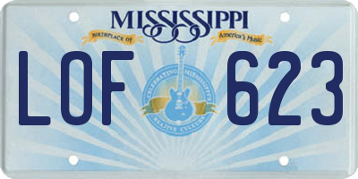 MS license plate LOF623
