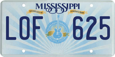 MS license plate LOF625