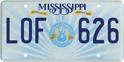 MS license plate LOF626