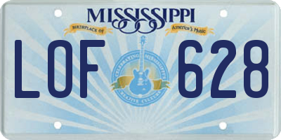 MS license plate LOF628
