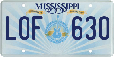 MS license plate LOF630