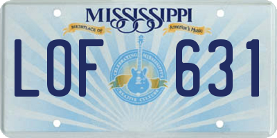 MS license plate LOF631