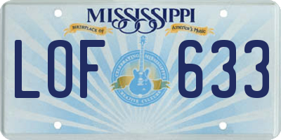 MS license plate LOF633