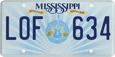 MS license plate LOF634
